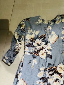Floral Print Embroidered Kurti