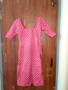 Square Neck Pink Ethnic Kurti