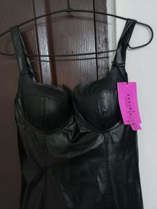 Black Faux Leather Bodycon Dress