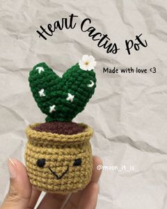 Crochet Heart Cactus Plant 🪴