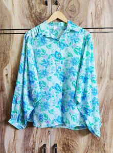Light Green Floral Shirt Size-44-46