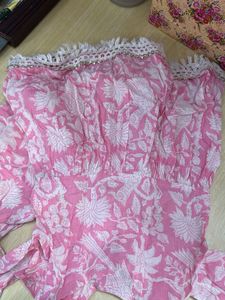 Pink Floral Print Kurta set