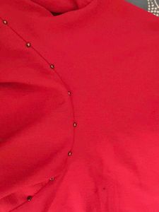 Red Knee Length Skirt