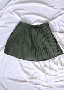 Olive Green Pleated Mini Skirt