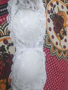 White Strapless Lace Bra