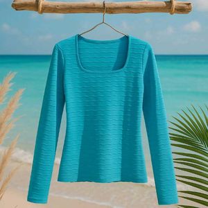 Teal Striped Long Sleeve Top