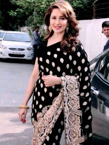 Heavy Work Black Saree
