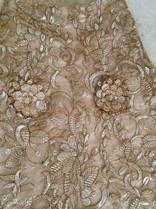 Gold Floral Embroidered Maxi Skirt