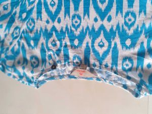 A Branded Blue Colour With White Print Kurta Set