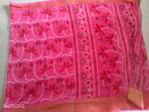 Printed Madhubani Cotton Blend Saree (Pink)