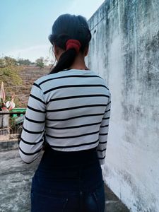 white and black strip top under 200