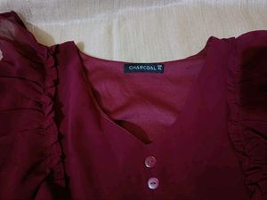 Maroon Ruffle Top