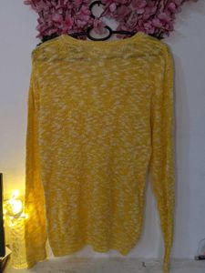 Yellow Colour V Neck Woolen Top