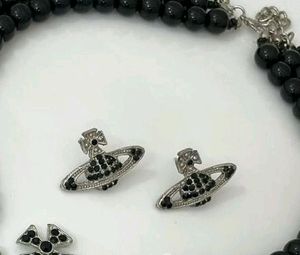 Vivienne Westwood Black Pearl Necklace Earring Set