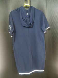 Navy Graphic Print Hoodie Dress