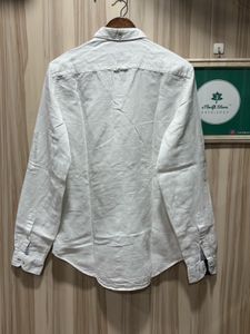 Zara Man Slim Fit Linen Formal White Shirt
