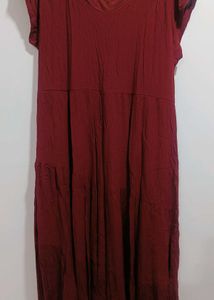 Maroon Casual Flairy Dress