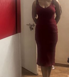 Burgundy Bodycon Midi Dress