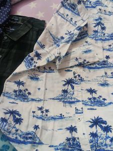 Island Print Button-Down Shirt