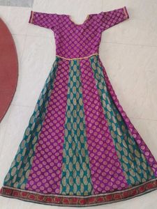 Ethnic Purple and green Long Frock Women