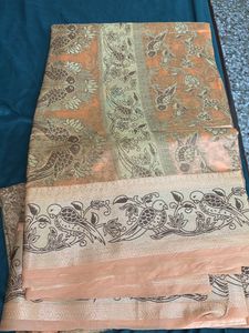 Peach Orange Silk Saree