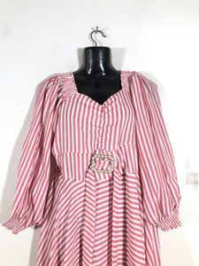 Pink&amp;White Strips Casual Dress(Women’s)