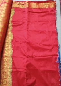 Vintage Paisley Brocade Fabric - Gold and Red