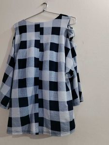 Blue &amp; White Checkered Top