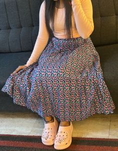 Floral Printed Pleated Skirt