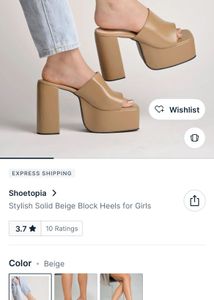 Beige Platform Block Heels