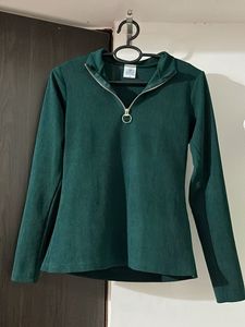 Women Green Collared Top