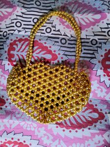 Golden Pearls/Beads Handmade Purse