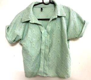 Mint Green Textured Shirt