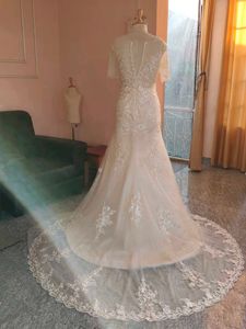 Elegant Champagne Wine Colour Lace Wedding Dress