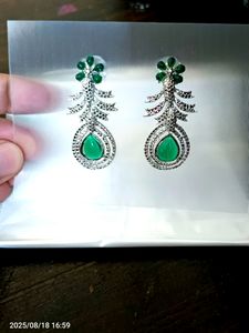 Rhodium Plated Artificial Stone Embed Drop Earing