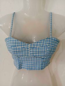 Blue Gingham Crop Top