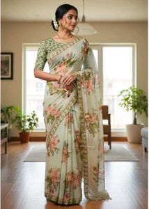 Elegant Floral Print Saree