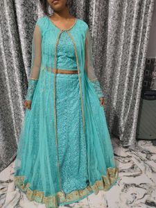 Partywear Lahanga With Long Shrug