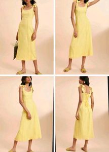 Brand New(Newme)Yellow Solid Chiffon Strapy Dress