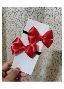Red Bow Hair Clips - Set of 2