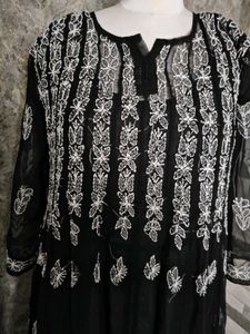 Black Georgette Anarkali with cotton inner
