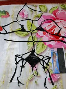 (1085)Black Lingerie Set with Stockings