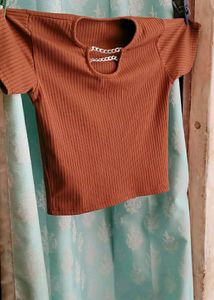 Combo Of Earrings and  Brown Top