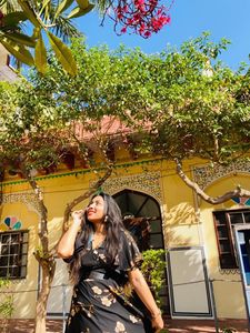 Floral Print Black Maxi Dress