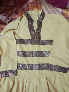 Embroidered Yellow Kurti