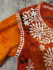 Orange Embroidered Kurta