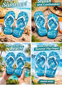 Blue Floral Flip-Flops
