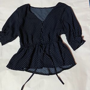 Nay Blue Polka Dot Blouse