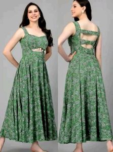 Green Paisley Cutout Maxi Dress