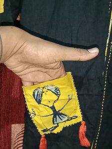 Cotton Black Kurta